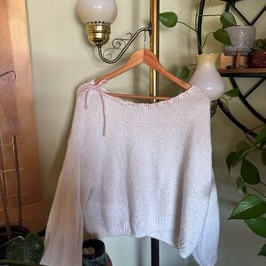 Hollister White knit Sweater with Pink Trim